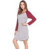 LazyCozy Bamboo Viscose Long Sleeve Nightgowns for Women | Moisture-Wicking Sleep Dress for Hot Sleepers Night Sweats, Soft Lightweight Knee-Length Sleepshirts(Heather Grey/Wine)