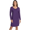LazyCozy Bamboo Viscose Long Sleeve Nightgowns for Women | Moisture-Wicking Sleep Dress for Hot Sleepers Night Sweats, Soft Lightweight Knee-Length Sleepshirts(Purple)