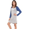 LazyCozy Bamboo Viscose Long Sleeve Nightgowns for Women | Moisture-Wicking Sleep Dress for Hot Sleepers Night Sweats, Soft Lightweight Knee-Length Sleepshirts(Heather Grey/Prussian Blue)