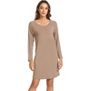 LazyCozy Bamboo Viscose Long Sleeve Nightgowns for Women | Moisture-Wicking Sleep Dress for Hot Sleepers Night Sweats, Soft Lightweight Knee-Length Sleepshirts(Camel)