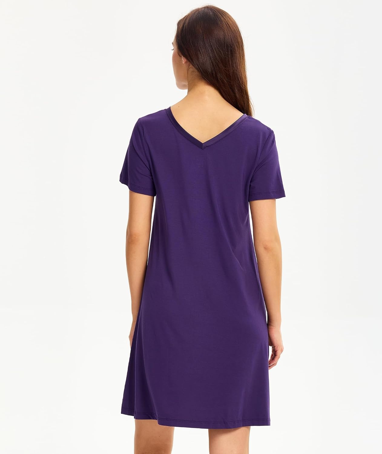 image:imageGYS Cooling Bamboo Viscose Nightgowns for Women MoistureWicking Sleep Dress for Hot Sleepers Night Sweats Soft Short Sleeve Sleepshirts with Satin VNeckPurple