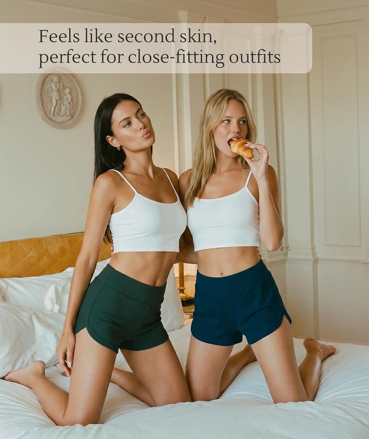 image:imageLazyCozy Bamboo Viscose Sleep Shorts for Women Soft Dolphin Lounge Shorts Comfy Y2K Micro Mini Pajama Shorts Lightweight Booty Shorts Summer Pj Shorts Knit Workout ShortsInk Blue