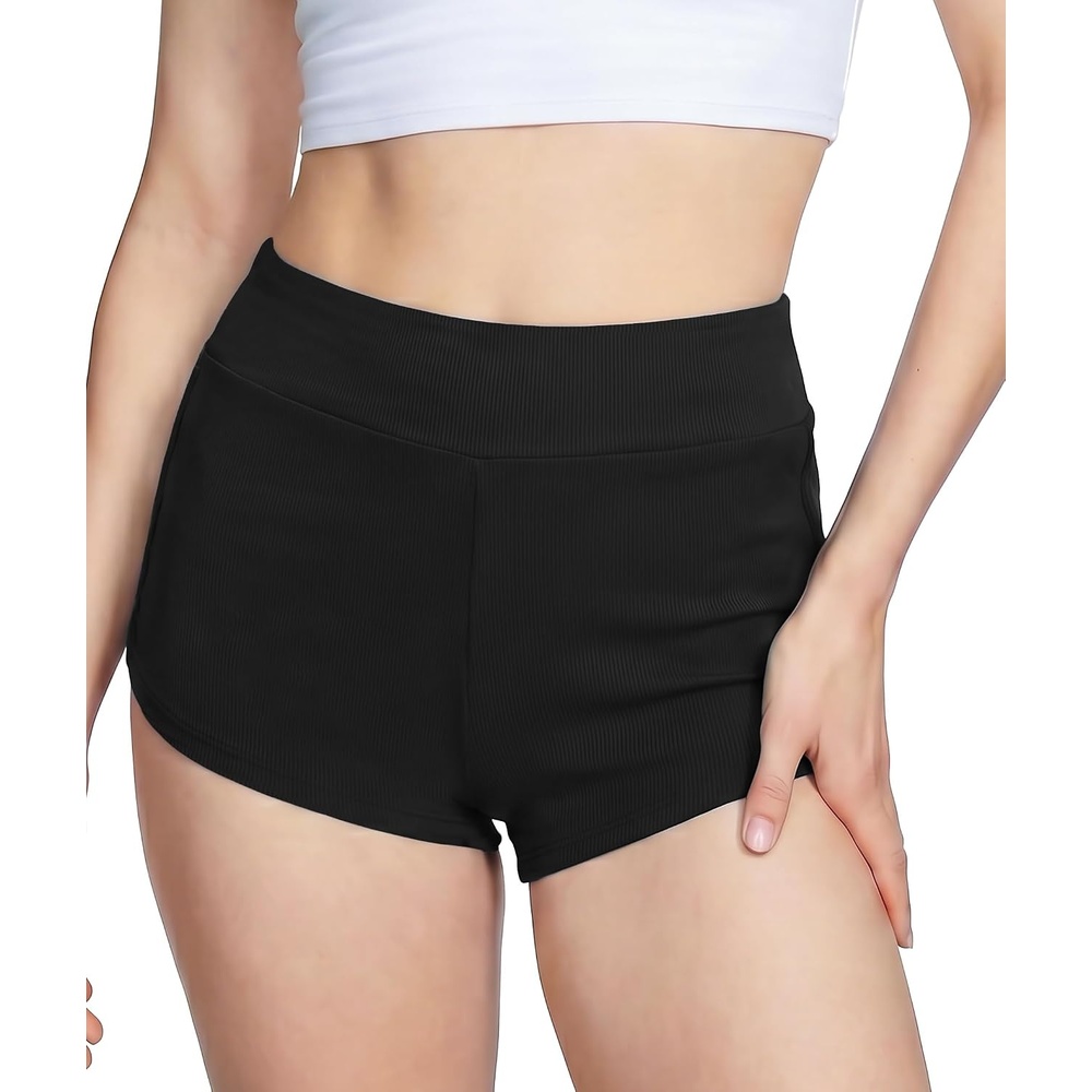 image:imageLazyCozy Bamboo Viscose Sleep Shorts for Women Soft Dolphin Lounge Shorts Comfy Y2K Micro Mini Pajama Shorts Lightweight Booty Shorts Summer Pj Shorts Knit Workout ShortsBlack