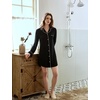 GYS Bamboo Viscose Long Sleeve Nightgowns for Women | Soft Button Down Sleepshirt, Notch Collar Sleep Dress, Moisture-Wicking Sleepwear for Hot Sleepers(Black)