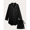 GYS Bamboo Viscose Long Sleeve Nightgowns for Women | Soft Button Down Sleepshirt, Notch Collar Sleep Dress, Moisture-Wicking Sleepwear for Hot Sleepers(Black)