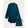 GYS Bamboo Viscose Long Sleeve Nightgowns for Women | Soft Button Down Sleepshirt, Notch Collar Sleep Dress, Moisture-Wicking Sleepwear for Hot Sleepers(Ink Blue)