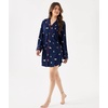 GYS Bamboo Viscose Long Sleeve Nightgowns for Women | Soft Button Down Sleepshirt, Notch Collar Sleep Dress, Moisture-Wicking Sleepwear for Hot Sleepers(Navy Christmas Puppy)