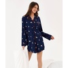 GYS Bamboo Viscose Long Sleeve Nightgowns for Women | Soft Button Down Sleepshirt, Notch Collar Sleep Dress, Moisture-Wicking Sleepwear for Hot Sleepers(Navy Christmas Puppy)
