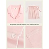 GYS Bamboo Viscose Long Sleeve Nightgowns for Women | Soft Button Down Sleepshirt, Notch Collar Sleep Dress, Moisture-Wicking Sleepwear for Hot Sleepers(Pink)