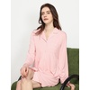 GYS Bamboo Viscose Long Sleeve Nightgowns for Women | Soft Button Down Sleepshirt, Notch Collar Sleep Dress, Moisture-Wicking Sleepwear for Hot Sleepers(Pink)