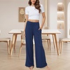 GYS Bamboo Viscose Pajama Pants for Women | Cooling for Night Sweats & Hot Sleepers, Wide Leg Flowy Palazzo Sleep Lounge Bottoms, Soft Pj Bottoms with Pockets(Navy)