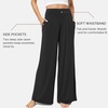 GYS Bamboo Viscose Pajama Pants for Women | Cooling for Night Sweats & Hot Sleepers, Wide Leg Flowy Palazzo Sleep Lounge Bottoms, Soft Pj Bottoms with Pockets(Black)