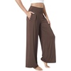 GYS Bamboo Viscose Pajama Pants for Women | Cooling for Night Sweats & Hot Sleepers, Wide Leg Flowy Palazzo Sleep Lounge Bottoms, Soft Pj Bottoms with Pockets(Brown)