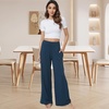 GYS Bamboo Viscose Pajama Pants for Women | Cooling for Night Sweats & Hot Sleepers, Wide Leg Flowy Palazzo Sleep Lounge Bottoms, Soft Pj Bottoms with Pockets(Light Navy)