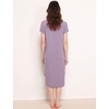 GYS Cooling Bamboo Viscose Nightgowns for Women | Moisture-Wicking Short Sleeve Sleep Shirt for Hot Sleepers, Soft V Neck Night Shirts with Pockets, Summer Sleep Dress(Violet)