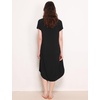 GYS Cooling Bamboo Viscose Nightgowns for Women | Moisture-Wicking Short Sleeve Sleep Shirt for Hot Sleepers, Soft V Neck Night Shirts with Pockets, Summer Sleep Dress(Black)