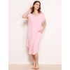 GYS Cooling Bamboo Viscose Nightgowns for Women | Moisture-Wicking Short Sleeve Sleep Shirt for Hot Sleepers, Soft V Neck Night Shirts with Pockets, Summer Sleep Dress(Pink)