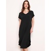 GYS Cooling Bamboo Viscose Nightgowns for Women | Moisture-Wicking Short Sleeve Sleep Shirt for Hot Sleepers, Soft V Neck Night Shirts with Pockets, Summer Sleep Dress(Black)