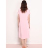 GYS Cooling Bamboo Viscose Nightgowns for Women | Moisture-Wicking Short Sleeve Sleep Shirt for Hot Sleepers, Soft V Neck Night Shirts with Pockets, Summer Sleep Dress(Pink)