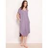 GYS Cooling Bamboo Viscose Nightgowns for Women | Moisture-Wicking Short Sleeve Sleep Shirt for Hot Sleepers, Soft V Neck Night Shirts with Pockets, Summer Sleep Dress(Violet)