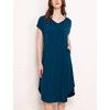 GYS Cooling Bamboo Viscose Nightgowns for Women | Moisture-Wicking Short Sleeve Sleep Shirt for Hot Sleepers, Soft V Neck Night Shirts with Pockets, Summer Sleep Dress(Ink Blue)