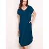 GYS Cooling Bamboo Viscose Nightgowns for Women | Moisture-Wicking Short Sleeve Sleep Shirt for Hot Sleepers, Soft V Neck Night Shirts with Pockets, Summer Sleep Dress(Ink Blue)