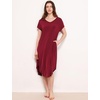 GYS Cooling Bamboo Viscose Nightgowns for Women | Moisture-Wicking Short Sleeve Sleep Shirt for Hot Sleepers, Soft V Neck Night Shirts with Pockets, Summer Sleep Dress(Wine Red)
