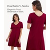 GYS Cooling Bamboo Viscose Nightgowns for Women | Moisture-Wicking Sleep Dress for Hot Sleepers Night Sweats, Soft Short Sleeve Sleepshirts with Satin V-Neck(Wine)