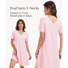 GYS Cooling Bamboo Viscose Nightgowns for Women | Moisture-Wicking Sleep Dress for Hot Sleepers Night Sweats, Soft Short Sleeve Sleepshirts with Satin V-Neck(Pink)