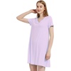 GYS Cooling Bamboo Viscose Nightgowns for Women | Moisture-Wicking Sleep Dress for Hot Sleepers Night Sweats, Soft Short Sleeve Sleepshirts with Satin V-Neck(Taro Purple)