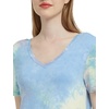 GYS Cooling Bamboo Viscose Nightgowns for Women | Moisture-Wicking Sleep Dress for Hot Sleepers Night Sweats, Soft Short Sleeve Sleepshirts with Satin V-Neck(Tie-dye Blue)