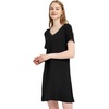 GYS Cooling Bamboo Viscose Nightgowns for Women | Moisture-Wicking Sleep Dress for Hot Sleepers Night Sweats, Soft Short Sleeve Sleepshirts with Satin V-Neck(Black)