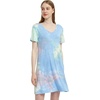 GYS Cooling Bamboo Viscose Nightgowns for Women | Moisture-Wicking Sleep Dress for Hot Sleepers Night Sweats, Soft Short Sleeve Sleepshirts with Satin V-Neck(Tie-dye Blue)