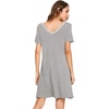 GYS Cooling Bamboo Viscose Nightgowns for Women | Moisture-Wicking Sleep Dress for Hot Sleepers Night Sweats, Soft Short Sleeve Sleepshirts with Satin V-Neck(Heather Grey)