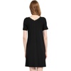 GYS Cooling Bamboo Viscose Nightgowns for Women | Moisture-Wicking Sleep Dress for Hot Sleepers Night Sweats, Soft Short Sleeve Sleepshirts with Satin V-Neck(Black)
