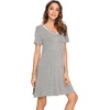 GYS Cooling Bamboo Viscose Nightgowns for Women | Moisture-Wicking Sleep Dress for Hot Sleepers Night Sweats, Soft Short Sleeve Sleepshirts with Satin V-Neck(Heather Grey)