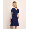 GYS Cooling Bamboo Viscose Nightgowns for Women | Moisture-Wicking Sleep Dress for Hot Sleepers Night Sweats, Soft Short Sleeve Sleepshirts with Satin V-Neck(Navy)