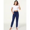 LazyCozy Bamboo Viscose Jogger Pajama Pants for Women | Cooling for Night Sweats & Hot Sleepers, Lightweight Sleep Lounge Bottoms with Pockets, Ultra-Soft, Drawstring Waist(Deep Blue)