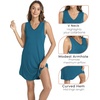 LazyCozy Bamboo Viscose Nightgowns for Women, Soft Night Shirts for Women Sleepwear, Summer Sleeveless V Neck Tank Pajama(Teal Blue)