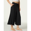 LazyCozy Womens Bamboo Viscose Capri Pajama Pants Wide Leg Casual Palazzo Pants Summer Cooling Flowy PJ Bottoms with Pockets(Black)