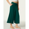LazyCozy Womens Bamboo Viscose Capri Pajama Pants Wide Leg Casual Palazzo Pants Summer Cooling Flowy PJ Bottoms with Pockets(Black Green)