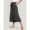 LazyCozy Womens Bamboo Viscose Capri Pajama Pants Wide Leg Casual Palazzo Pants Summer Cooling Flowy PJ Bottoms with Pockets(Black Melange)