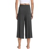 LazyCozy Womens Bamboo Viscose Capri Pajama Pants Wide Leg Casual Palazzo Pants Summer Cooling Flowy PJ Bottoms with Pockets(Black Melange)