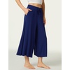 LazyCozy Womens Bamboo Viscose Capri Pajama Pants Wide Leg Casual Palazzo Pants Summer Cooling Flowy PJ Bottoms with Pockets(Deep Blue)