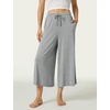 LazyCozy Womens Bamboo Viscose Capri Pajama Pants Wide Leg Casual Palazzo Pants Summer Cooling Flowy PJ Bottoms with Pockets(Heather Grey)