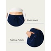 LazyCozy Womens Bamboo Viscose Capri Pajama Pants Wide Leg Casual Palazzo Pants Summer Cooling Flowy PJ Bottoms with Pockets(Navy)