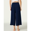 LazyCozy Womens Bamboo Viscose Capri Pajama Pants Wide Leg Casual Palazzo Pants Summer Cooling Flowy PJ Bottoms with Pockets(Navy)