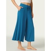 LazyCozy Womens Bamboo Viscose Capri Pajama Pants Wide Leg Casual Palazzo Pants Summer Cooling Flowy PJ Bottoms with Pockets(Teal Blue)