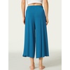 LazyCozy Womens Bamboo Viscose Capri Pajama Pants Wide Leg Casual Palazzo Pants Summer Cooling Flowy PJ Bottoms with Pockets(Teal Blue)