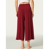 LazyCozy Womens Bamboo Viscose Capri Pajama Pants Wide Leg Casual Palazzo Pants Summer Cooling Flowy PJ Bottoms with Pockets(Wine)